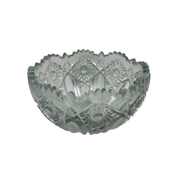 Vintage 1960s L.E. Smith Pinwheel & Stars Clear Pressed Thick Glass Bowl USA - Picture 2 of 4